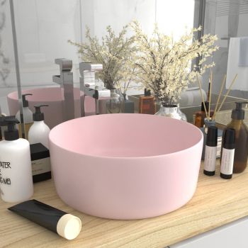 Chiuvetă de baie lux roz mat 40x15 cm ceramică rotund ieftin