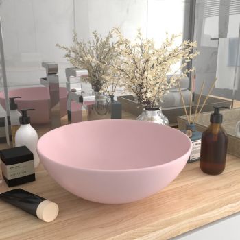 Chiuvetă de baie roz mat ceramică rotund ieftin