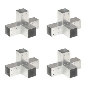 Conectori de grindă formă X 4 buc 71x71 mm metal galvanizat