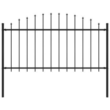 Gard de grădină cu vârf suliță negru (125-15) x 17 m oțel