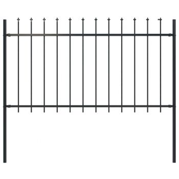 Gard de grădină cu vârf suliță negru 17 x 1 m oțel