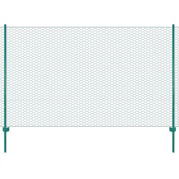 Gard din plasă de sârmă cu stâlpi verde 25 x 2 m oțel