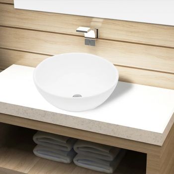Bazin chiuvetă de baie din ceramică rotund alb