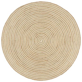 Covor lucrat manual cu model spiralat alb 150 cm iută ieftin