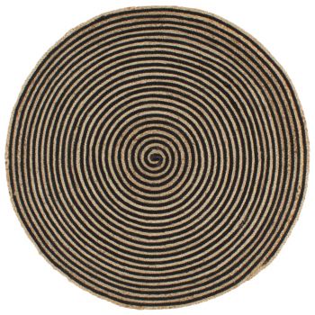 Covor lucrat manual cu model spiralat negru 120 cm iută ieftin