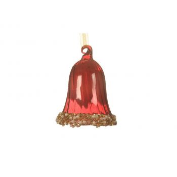 Glob Bell-oxblood, Decoris, H6.7 cm, sticla, rosu