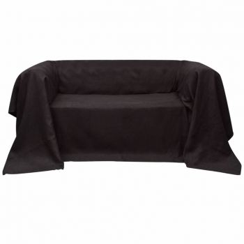 Husă din velur micro-fibră pentru canapea 140 x 210 cm maro ieftine