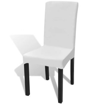 Husă elastică pentru scaun drept 6 buc alb