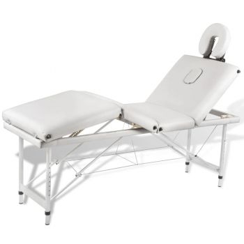 Masă de masaj pliabilă 4 părți cadru din aluminiu Crem
