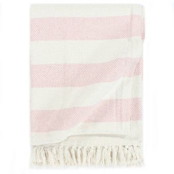 Pătură decorativă roz invechit 160 x 210 cm bumbac dungi ieftina