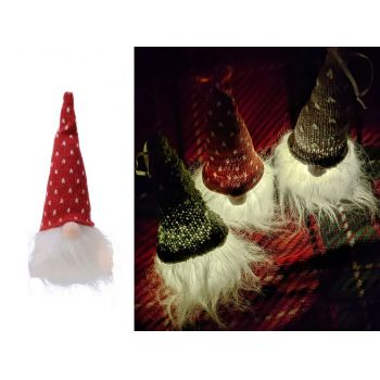 Decoratiune luminoasa Gnome w red hat, Lumineo, 6x6x20 cm, poliester, rosu