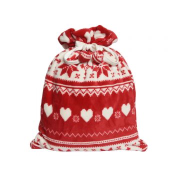 Sac pentru cadouri Snowflake and heart, Decoris, 150x200 cm, poliester, rosu/alb ieftina