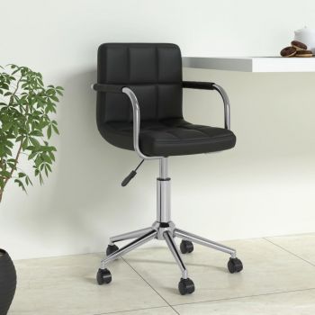 vidaXL Scaun de birou rotativ, negru, piele ecologică