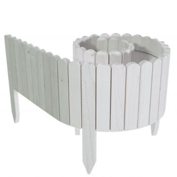 Gard de gradina decorativ din lemn, alb,200x30 cm