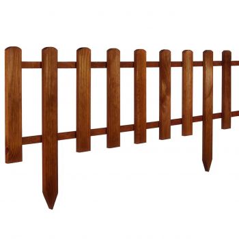 Gard de gradina decorativ, din lemn distantat,maro,104x30 cm