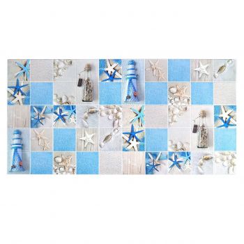 Panou decorativ, PVC, model exotic, albastru si bej, 96x48.5 cm