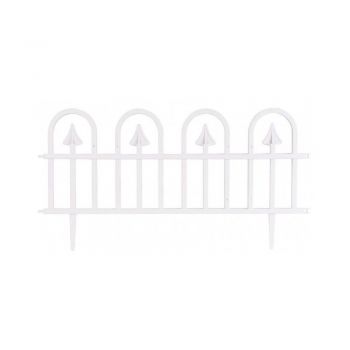 Gard de gradina decorativ, plastic, alb, set 4 buc, 61x32cm