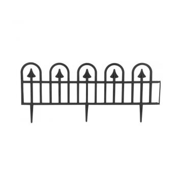 Gard de gradina decorativ, plastic, negru, set 4 buc, 78x34cm