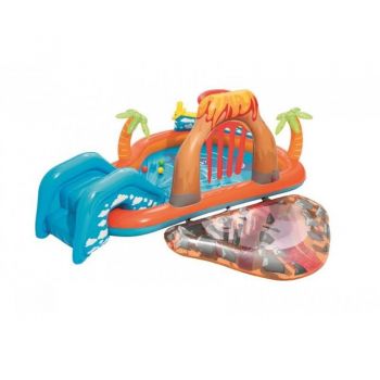 Piscina gonflabila pentru copii, de joaca, cu tobogan, 265x265x104 cm, Bestway Laguna Lava