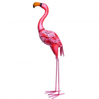 Decoratiune gradina, metalica, flamingo, 14x24x65 cm