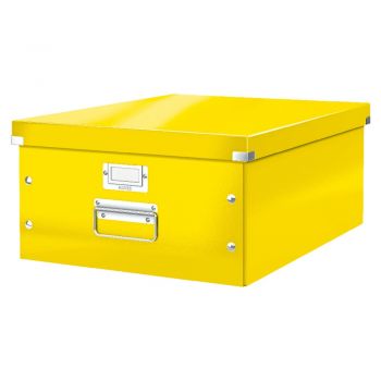 Cutie de depozitare galbenă din carton cu capac 37x48x20 cm Click&Store – Leitz ieftina
