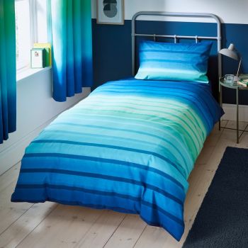 Lenjerie de pat copii pentru pat 1 persoană 135x200 cm Ombre Stripe – Catherine Lansfield ieftina