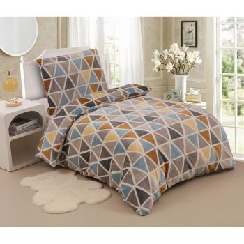 Lenjerie de pat gri din micropluș pentru pat de o persoană 140x200 cm Triangulo – My House ieftina
