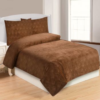 Lenjerie de pat maro din micropluș pentru pat de o persoană 140x200 cm – My House ieftina