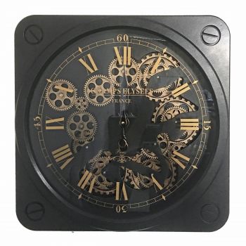 Ceas de perete Engrenage Square Negru / Auriu, L49,5xl49,5 cm