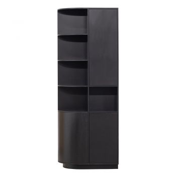 Bibliotecă modulară neagră din lemn masiv de pin 78x210 cm Finca – WOOOD ieftina