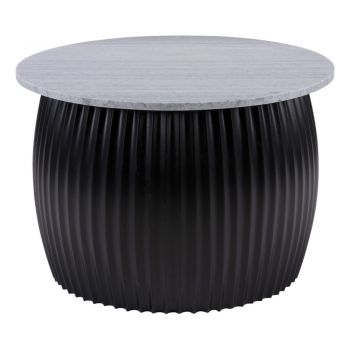 Măsuță de cafea neagră rotundă cu blat cu aspect de marmură ø 52 cm Luscious – Leitmotiv ieftina