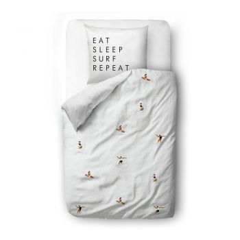 Lenjerie de pat albă din bumbac satinat pentru pat de o persoană 140x200 cm – Butter Kings
