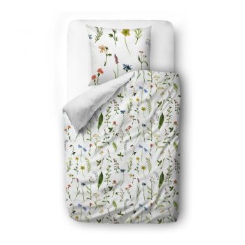 Lenjerie de pat alb-verde din bumbac satinat pentru pat de o persoană 140x200 cm – Butter Kings