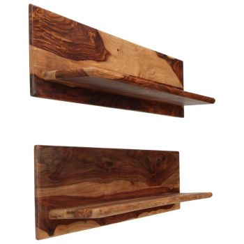 vidaXL Rafturi de perete, 2 buc., 118x26x20 cm, lemn masiv de sheesham