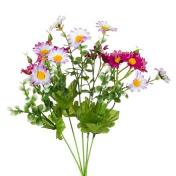 Buchet decorativ artificial cu flori mov,plastic,35 cm ieftina