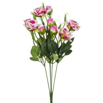 Buchet decorativ artificial cu flori trandafiri,mov,plastic,43 cm ieftina