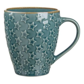 Cana cu stelute pentru cafea,ceramica,albastru-gri,385 ml ieftina