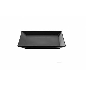 Farfurie patrata pentru servire, Negru, Ceramica, 26x26 cm