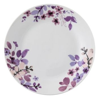 Farfurie pentru servire,imprimeu flori violete,portelan,19 cm