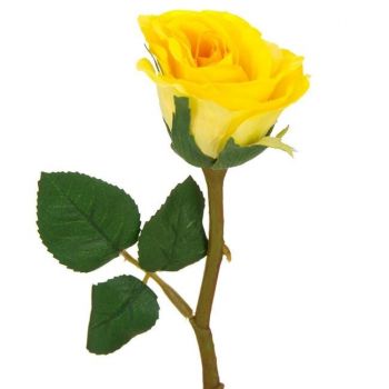 Fir boboc trandafir decorativ,plastic,galben,30 cm