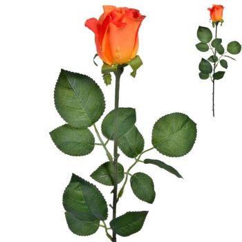 Fir boboc trandafir decorativ,plastic,portocaliu,60 cm