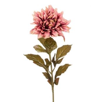 Fir floare dalie decorativa pentru interior,plastic,roz-bej,70 cm