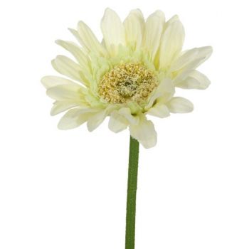 Fir floare gerbera artificiala decorativa,plastic,crem,28 cm