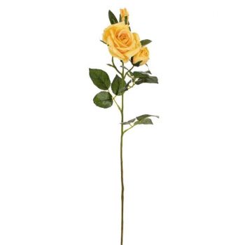 Fir floare trandafir decorativ,plastic,galben,60 cm