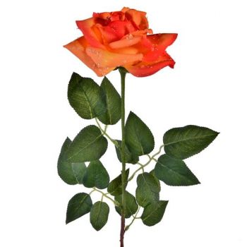 Fir floare trandafir decorativ,plastic,portocaliu,80 cm