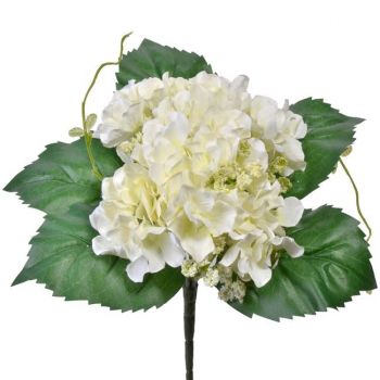 Fir hortensie artificiala decorativa,plastic,alb,22 cm