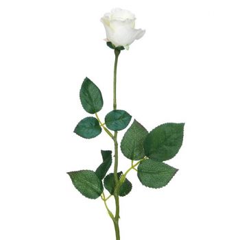 Fir trandafir decorativ artificial,plastic,alb,60 cm