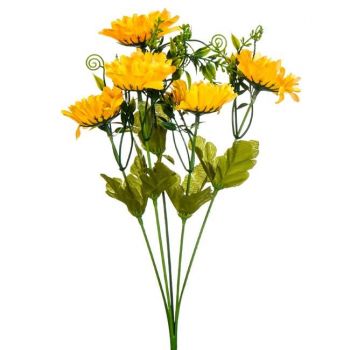 Ramura decorativa artificiala,gerbera cu flori galbene,37 cm