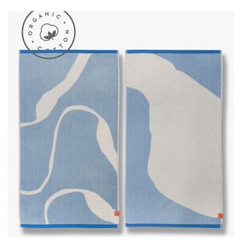 Prosoape albe/albastre 2 buc. din bumbac organic 50x90 cm Nova Arte – Mette Ditmer Denmark