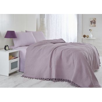 Cuvertura de pat dubla, Saheser, 118 - Purple, 220x240 cm, 100% bumbac, 340 gr/m², mov